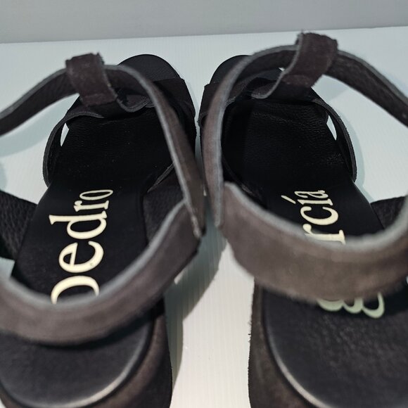 Pedro Garcia Domiel Platform Wedge Sandal Womens EU 40 Black Suede Chunky NEW - Picture 10 of 13